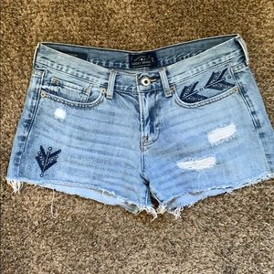 Lucky Brand embroidered cut off jean shorts
